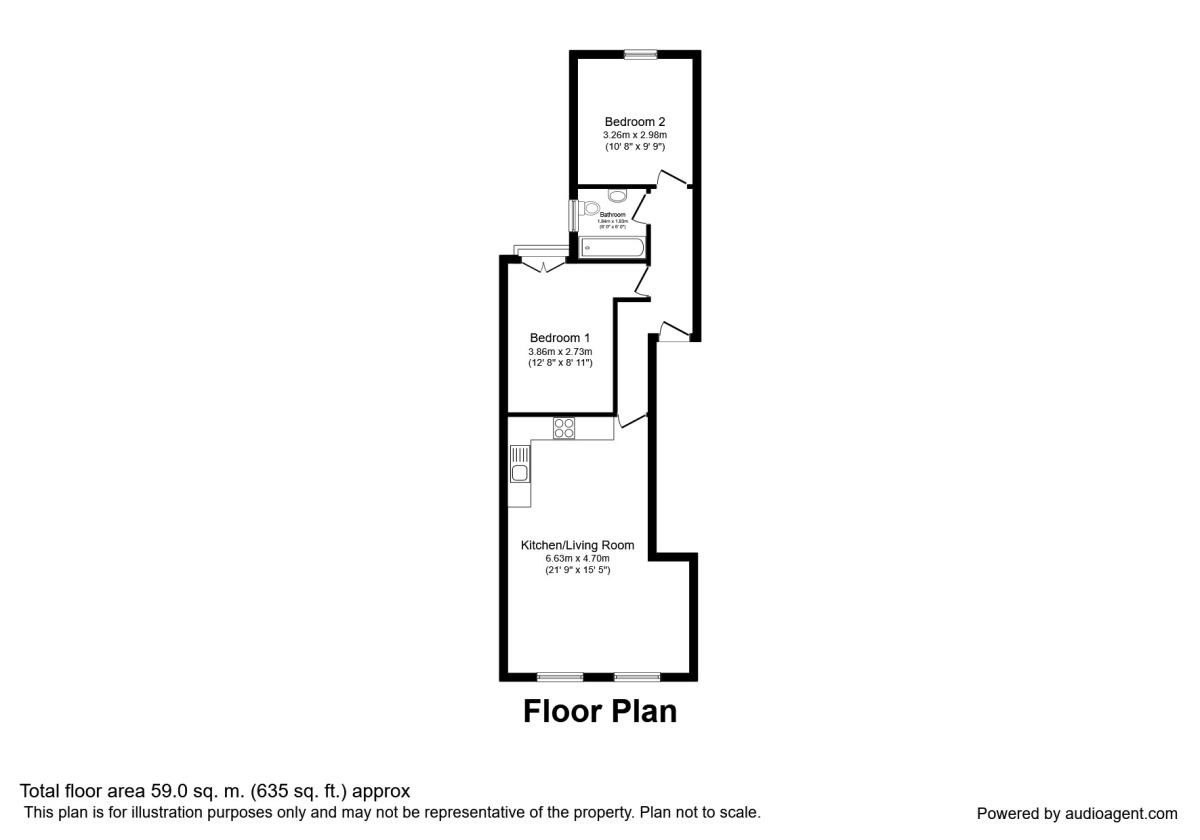 Floorplan of 2 bedroom Flat for sale, St. Johns Road, Waterloo, Merseyside, L22