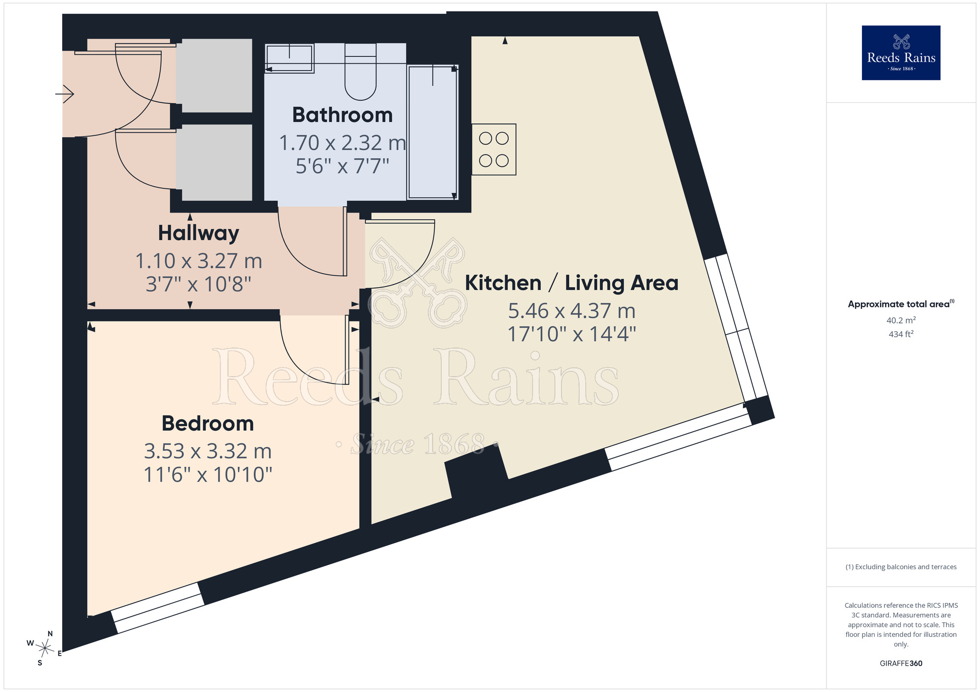 Floorplan of 1 bedroom Flat for sale, Plaza Boulevard, Liverpool, Merseyside, L8