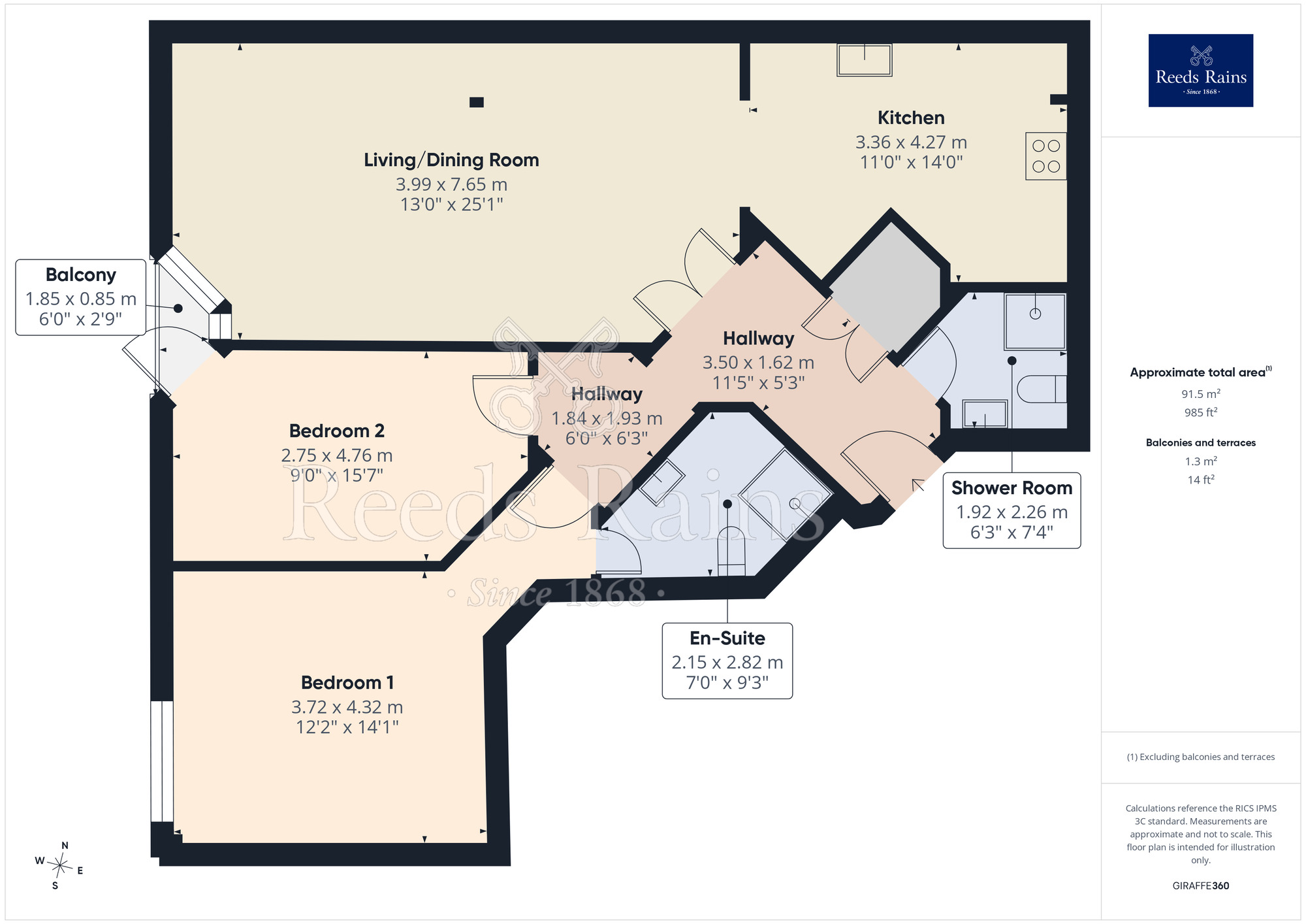 Floorplan of 2 bedroom Flat for sale, The Colonnades, Albert Dock, Merseyside, L3