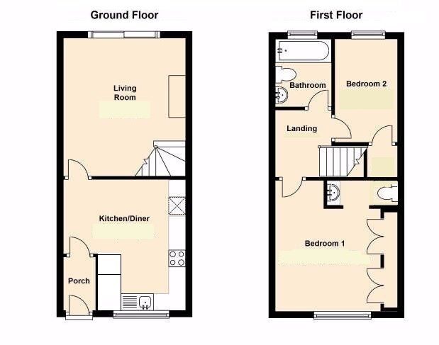 Floorplan of 2 bedroom Mid Terrace House to rent, Styles Close, Leamington Spa, Warwickshire, CV31