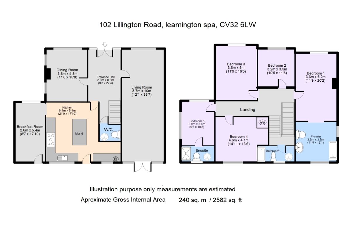Floorplan of 5 bedroom Detached House to rent, Lillington Road, Leamington Spa, Warwickshire, CV32