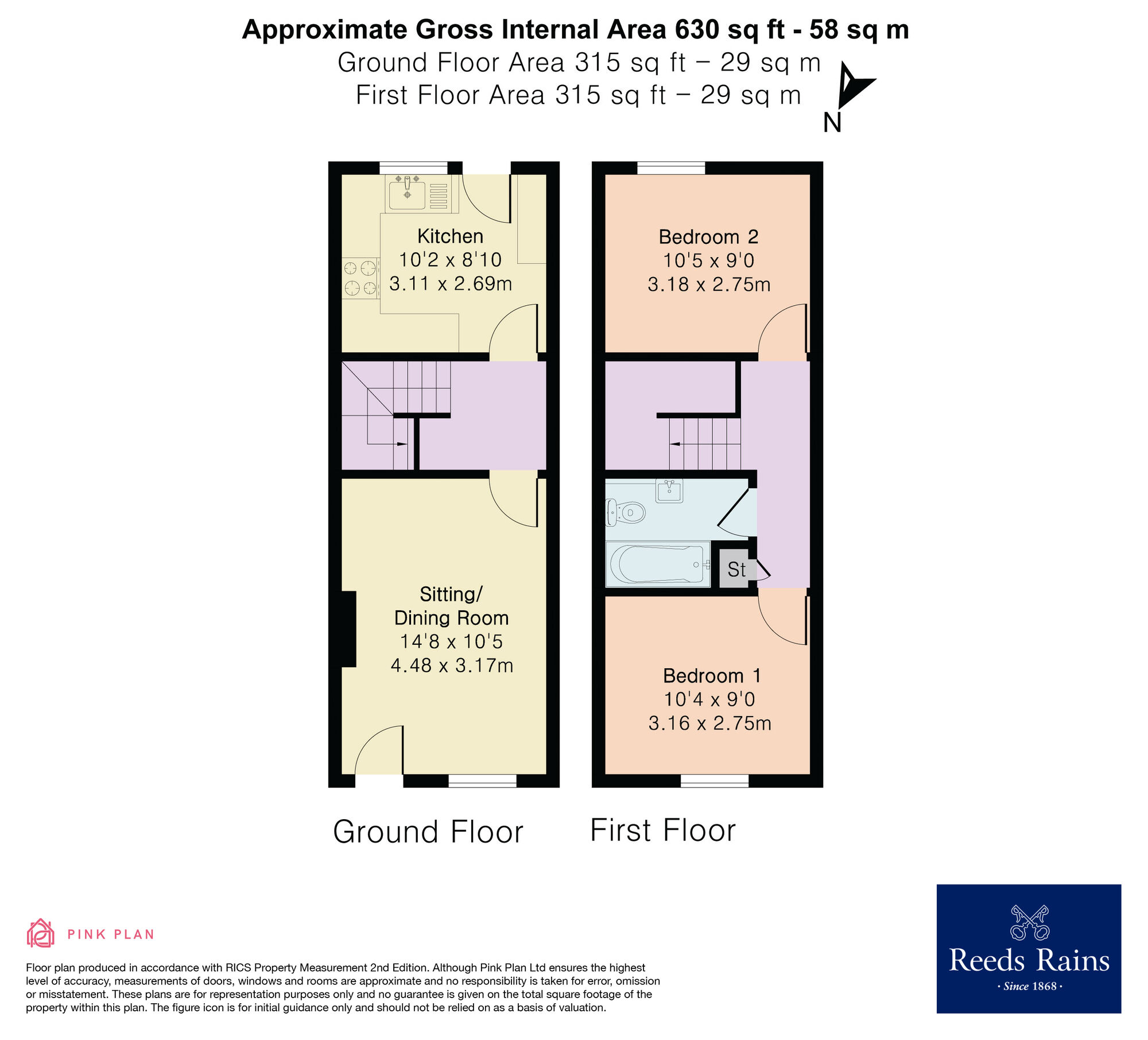 Floorplan of 2 bedroom Semi Detached House for sale, Hitchman Mews, Leamington Spa, Warwickshire, CV31