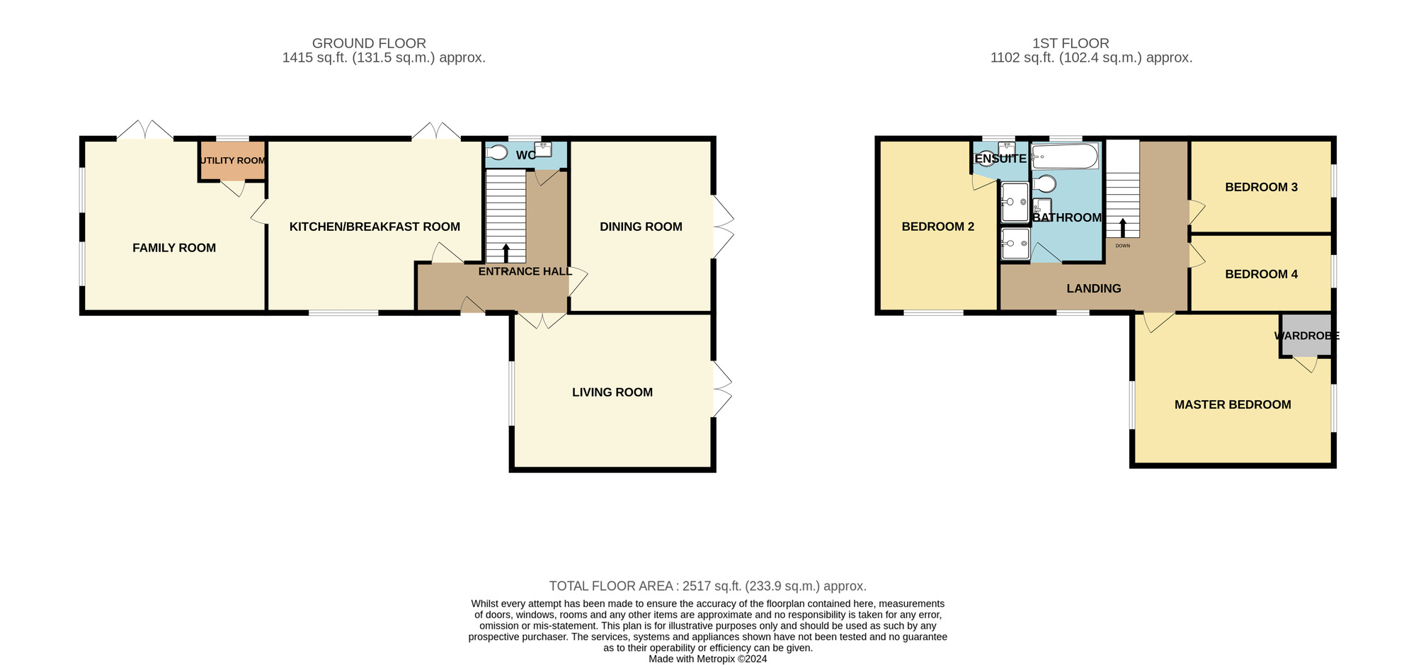Floorplan of 4 bedroom Detached House for sale, Deeside Close, Whitby, Cheshire, CH65