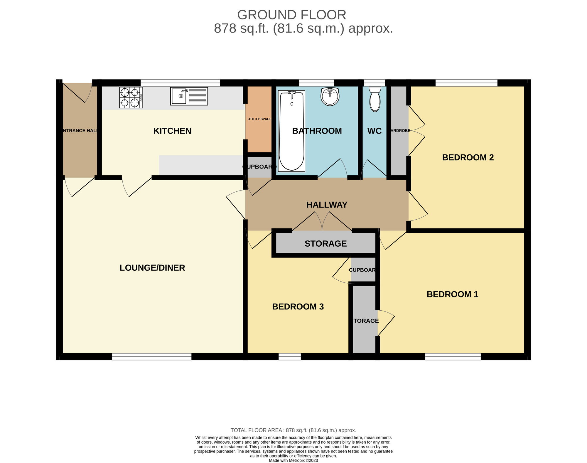 Floorplan of 3 bedroom  Flat to rent, Warkworth Court, Ellesmere Port, Cheshire, CH65