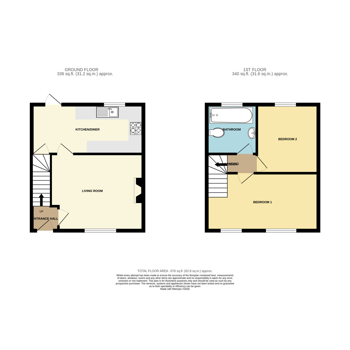 Floorplan of 2 bedroom Semi Detached House for sale, Glenwood Road, Little Sutton, Cheshire, CH66