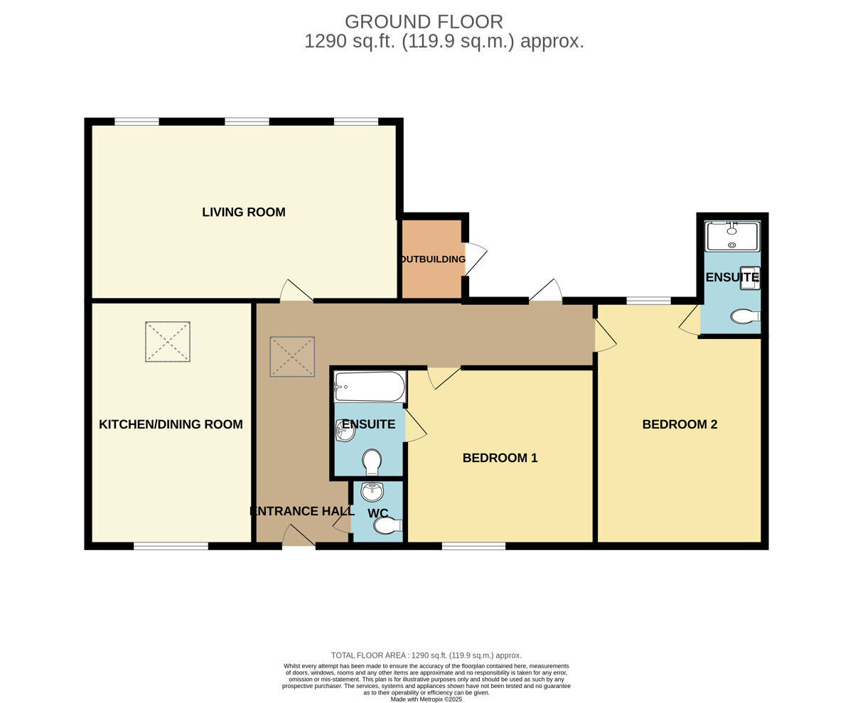 Floorplan of 2 bedroom Mid Terrace Bungalow for sale, Hooton Road, Hooton, Cheshire, CH66