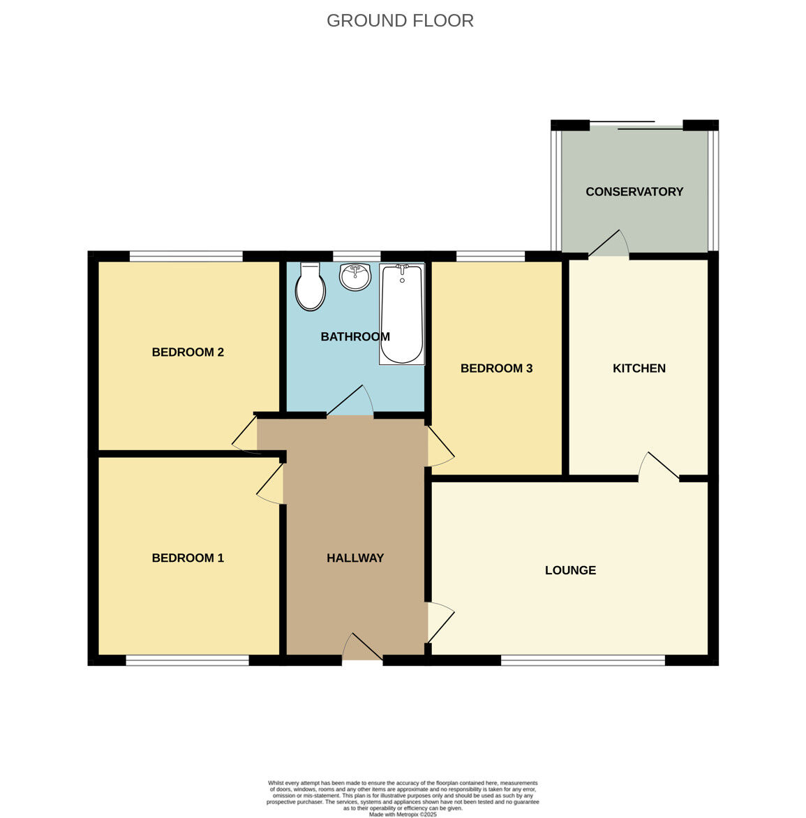 Floorplan of 3 bedroom Semi Detached Bungalow for sale, Craig Gardens, Ellesmere Port, Cheshire, CH66