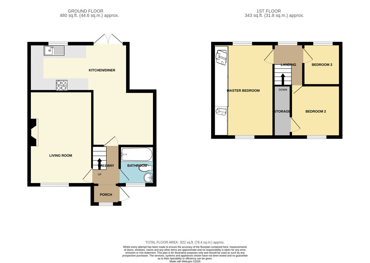 Floorplan of 3 bedroom Mid Terrace House for sale, Regent Street, Ellesmere Port, Cheshire, CH65