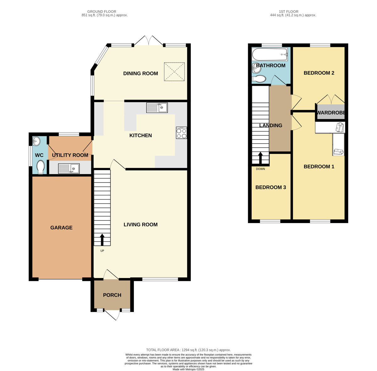 Floorplan of 3 bedroom Semi Detached House for sale, Green Lane, Great Sutton, Cheshire, CH66