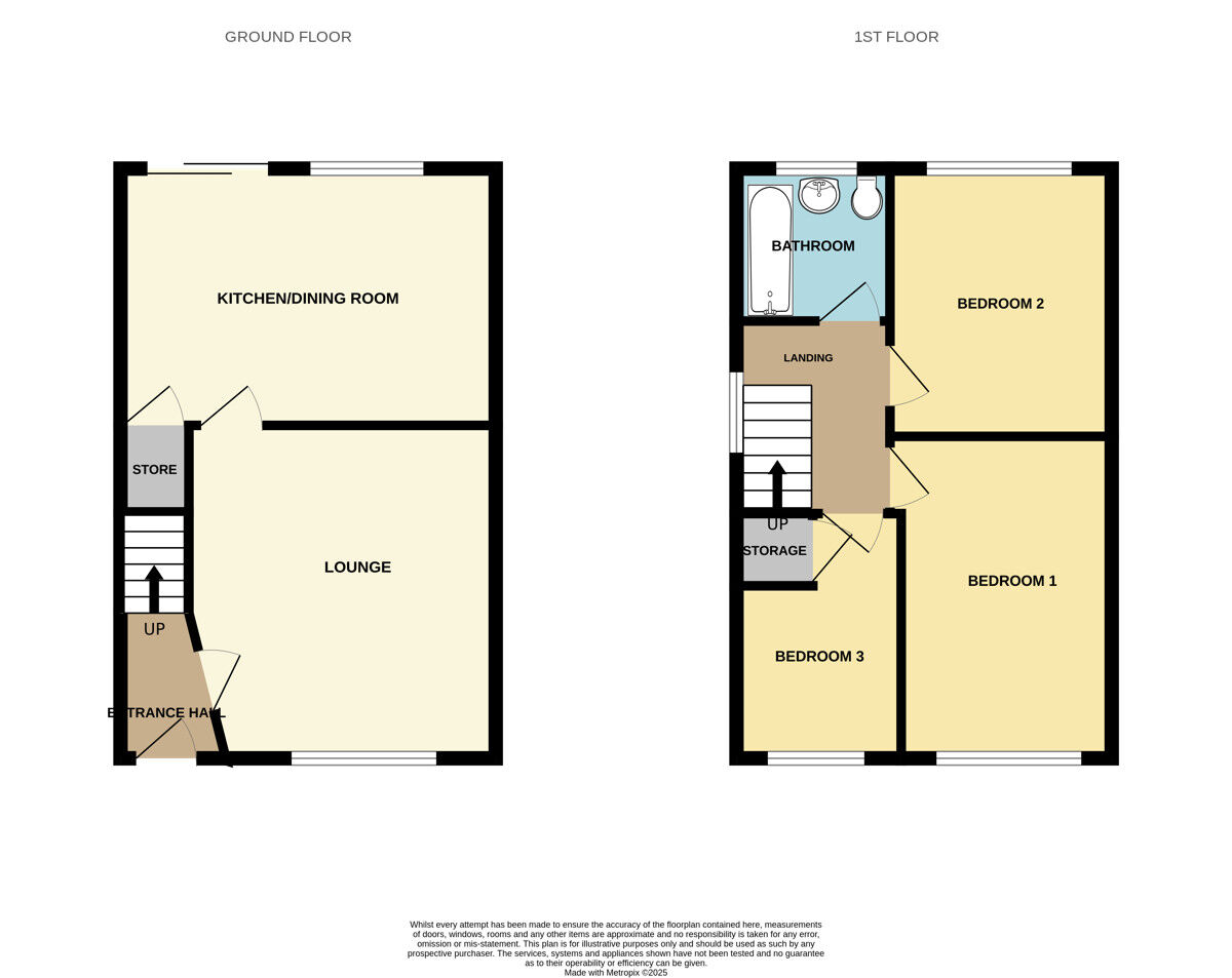 Floorplan of 3 bedroom Semi Detached House for sale, Merton Road, Great Sutton, Cheshire, CH66