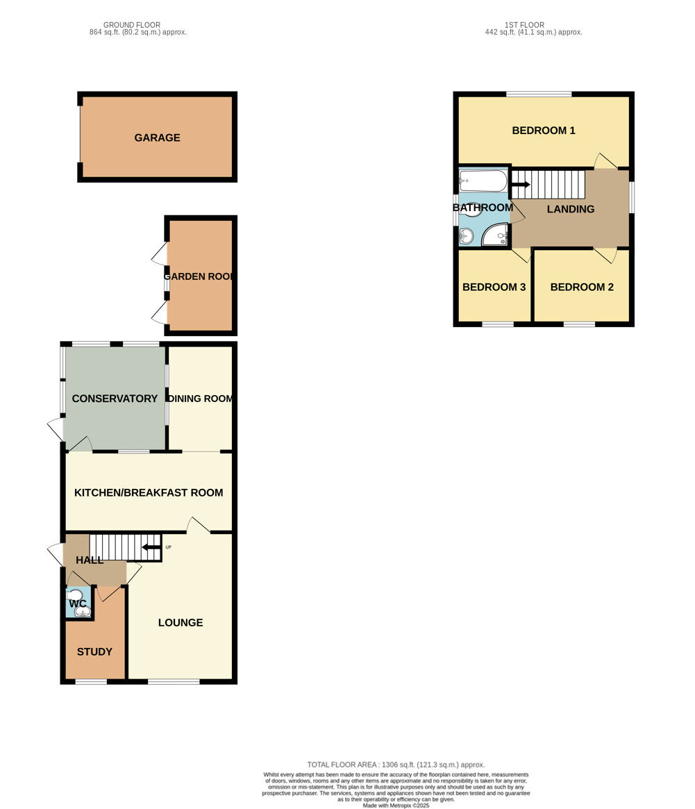 Floorplan of 3 bedroom Detached House for sale, Armthorpe Drive, Little Sutton, Cheshire, CH66