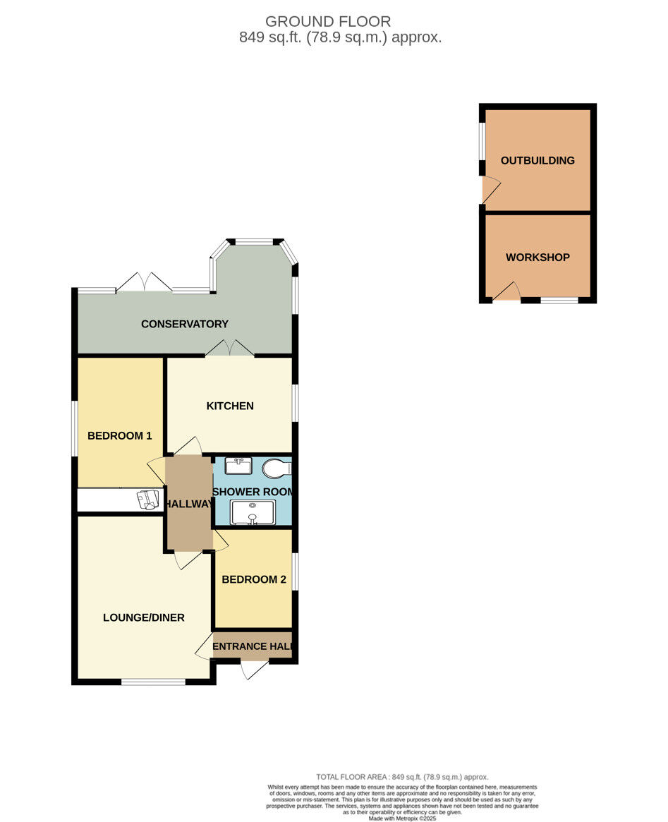 Floorplan of 2 bedroom Detached Bungalow for sale, Pinedale Close, Whitby, Cheshire, CH66