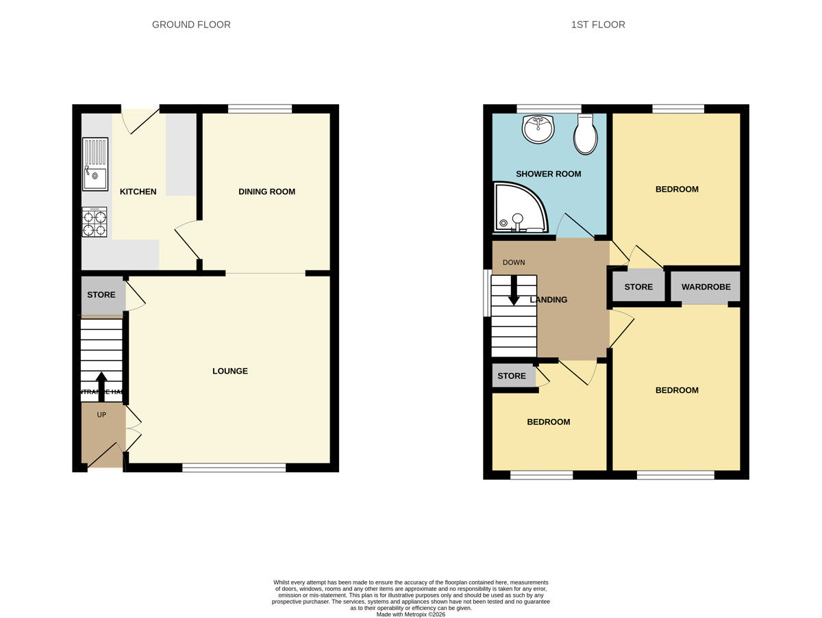 Floorplan of 3 bedroom End Terrace House for sale, Baildon Green, Little Sutton, Cheshire, CH66