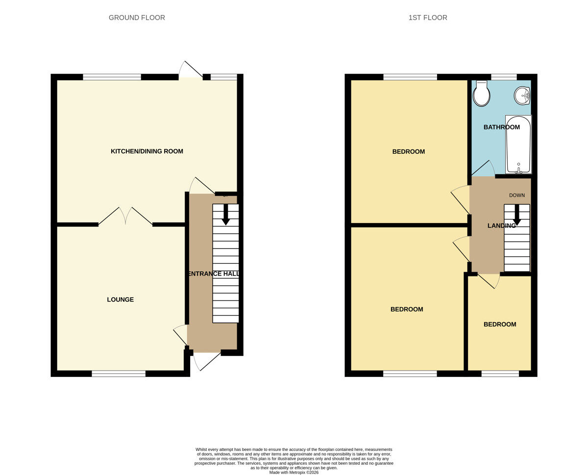 Floorplan of 3 bedroom Mid Terrace House for sale, Grafton Road, Ellesmere Port, Cheshire, CH65