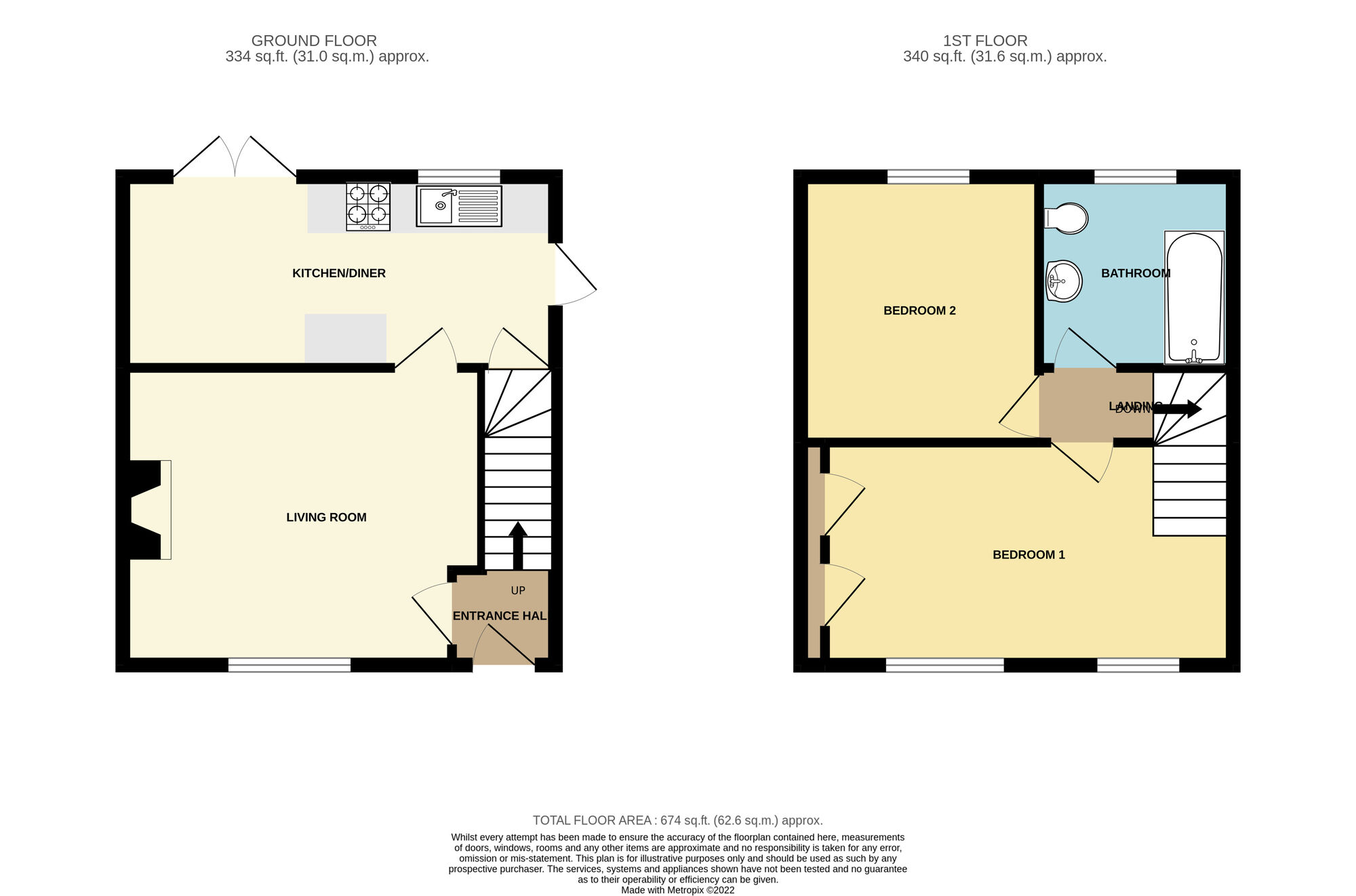 Floorplan of 2 bedroom Semi Detached House for sale, Glenwood Road, Little Sutton, Cheshire, CH66