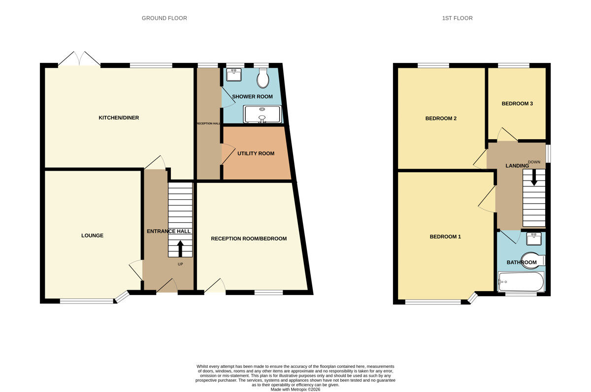 Floorplan of 3 bedroom Semi Detached House for sale, Red Lion Lane, Little Sutton, Cheshire, CH66