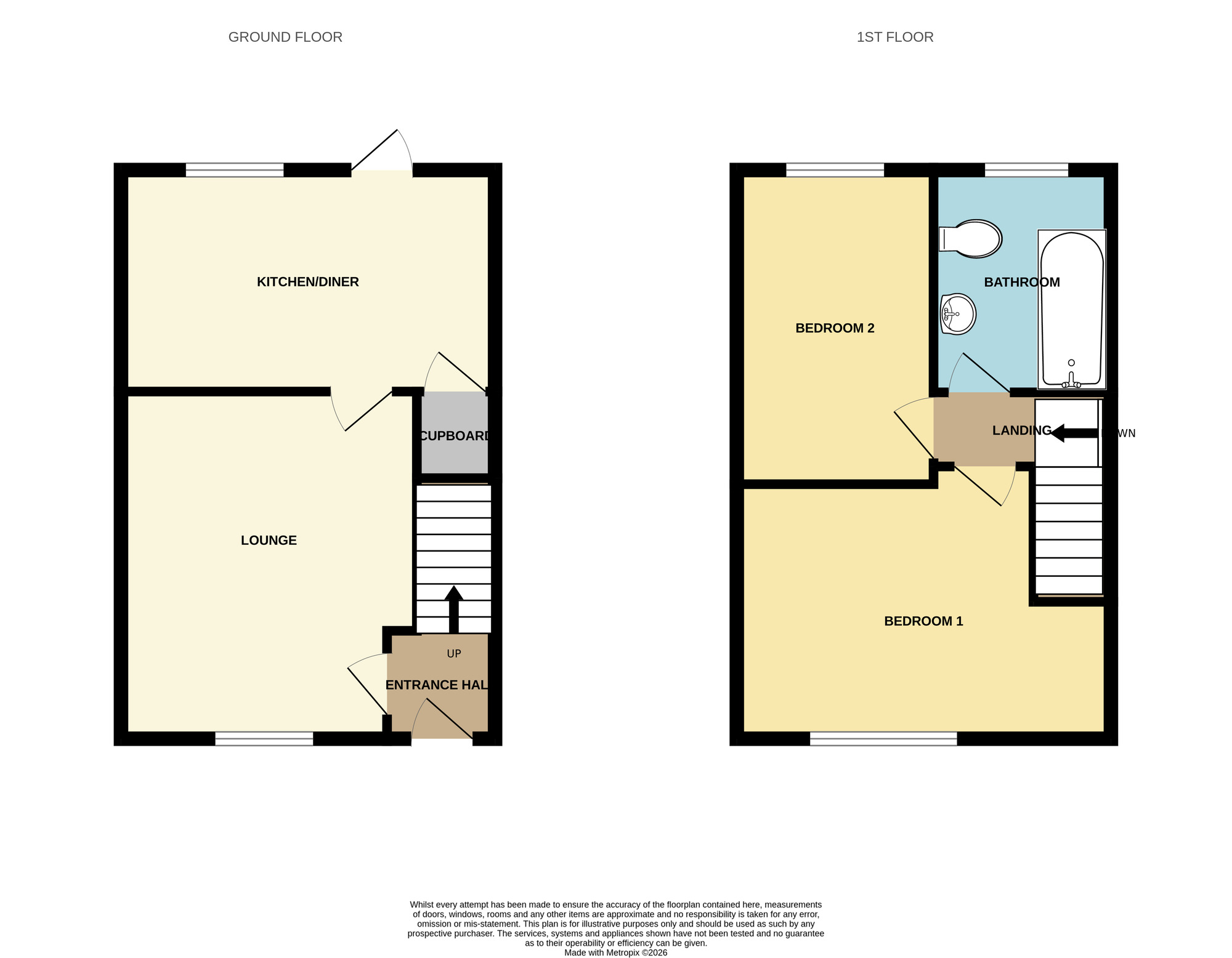 Floorplan of 2 bedroom Mid Terrace House for sale, Stafford Gardens, Ellesmere Port, Cheshire, CH65