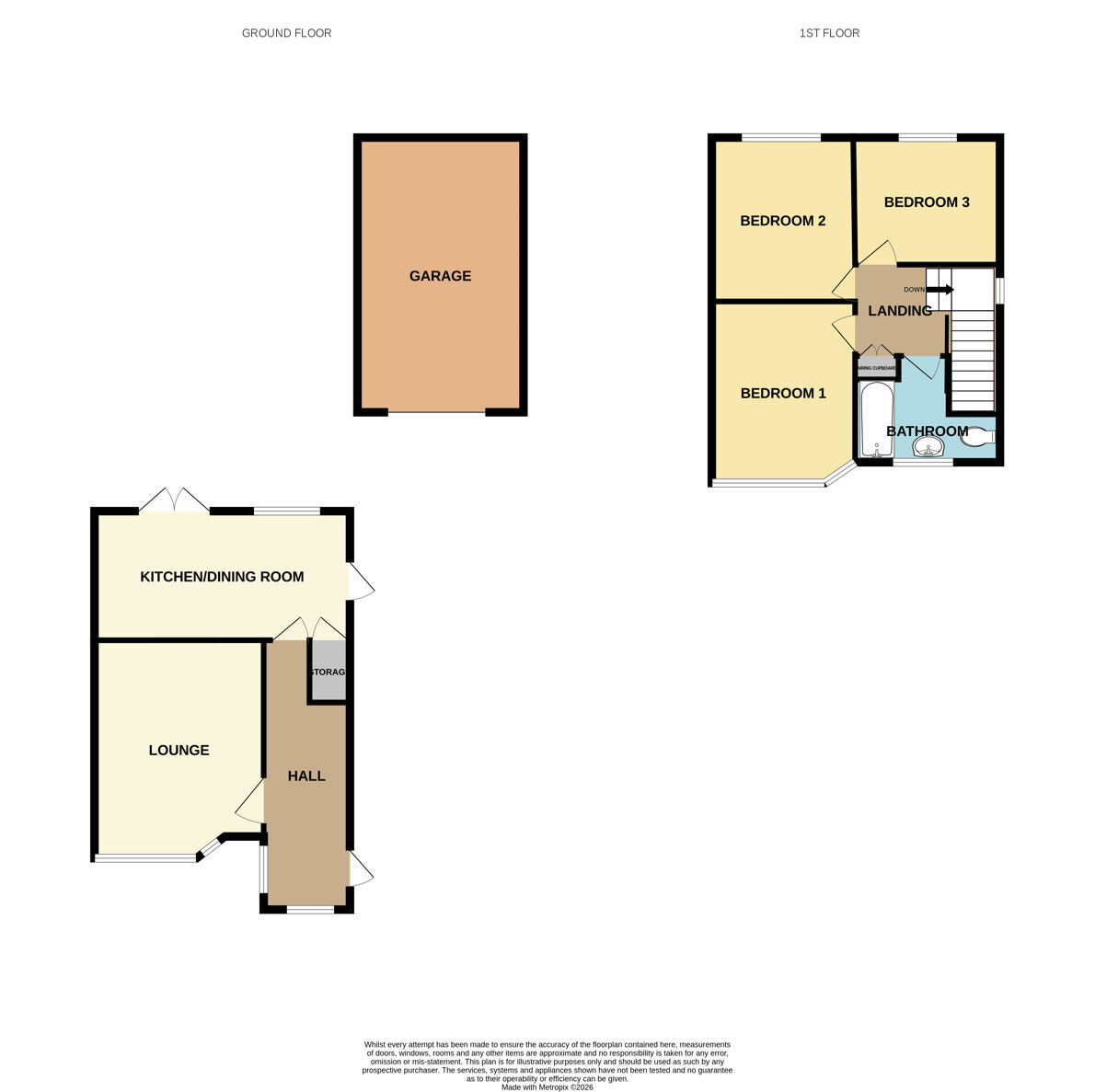 Floorplan of 3 bedroom Semi Detached House for sale, Thirlmere Road, Whitby, Cheshire, CH65