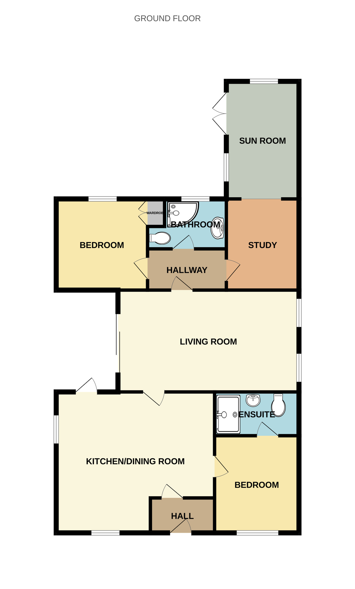 Floorplan of 2 bedroom Detached Bungalow for sale, The Furrows, Great Sutton, Cheshire, CH66