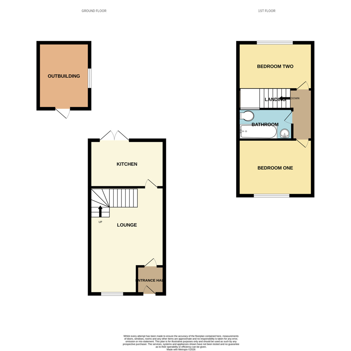 Floorplan of 2 bedroom Semi Detached House for sale, St. Georges Avenue, Great Sutton, Cheshire, CH66