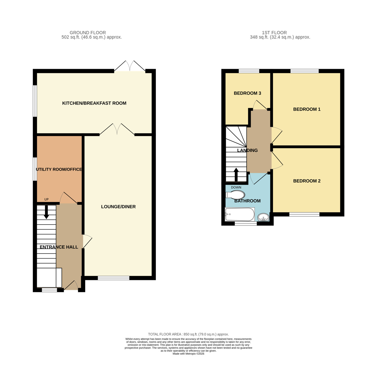 Floorplan of 3 bedroom Semi Detached House for sale, Girton Road, Ellesmere Port, Cheshire, CH65