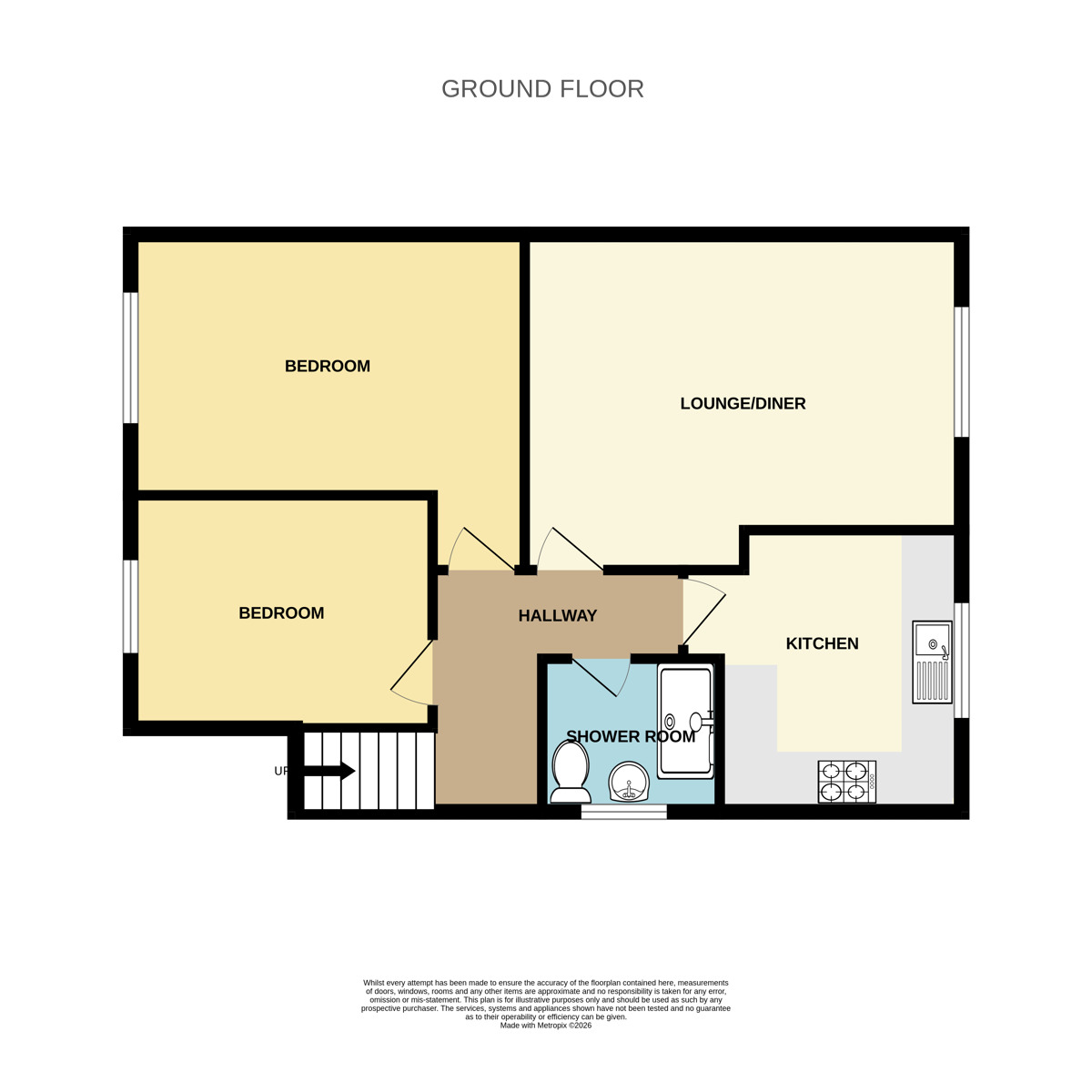 Floorplan of 2 bedroom Flat for sale, Dunbar Close, Little Sutton, Cheshire, CH66