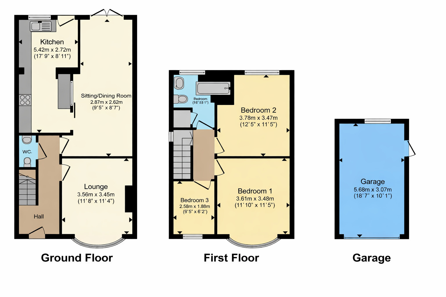Floorplan of 3 bedroom Detached House for sale, Ribblesdale, Whitby, Cheshire, CH65