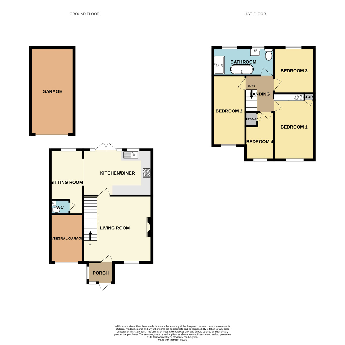 Floorplan of 4 bedroom Semi Detached House for sale, Hope Farm Road, Great Sutton, Cheshire, CH66
