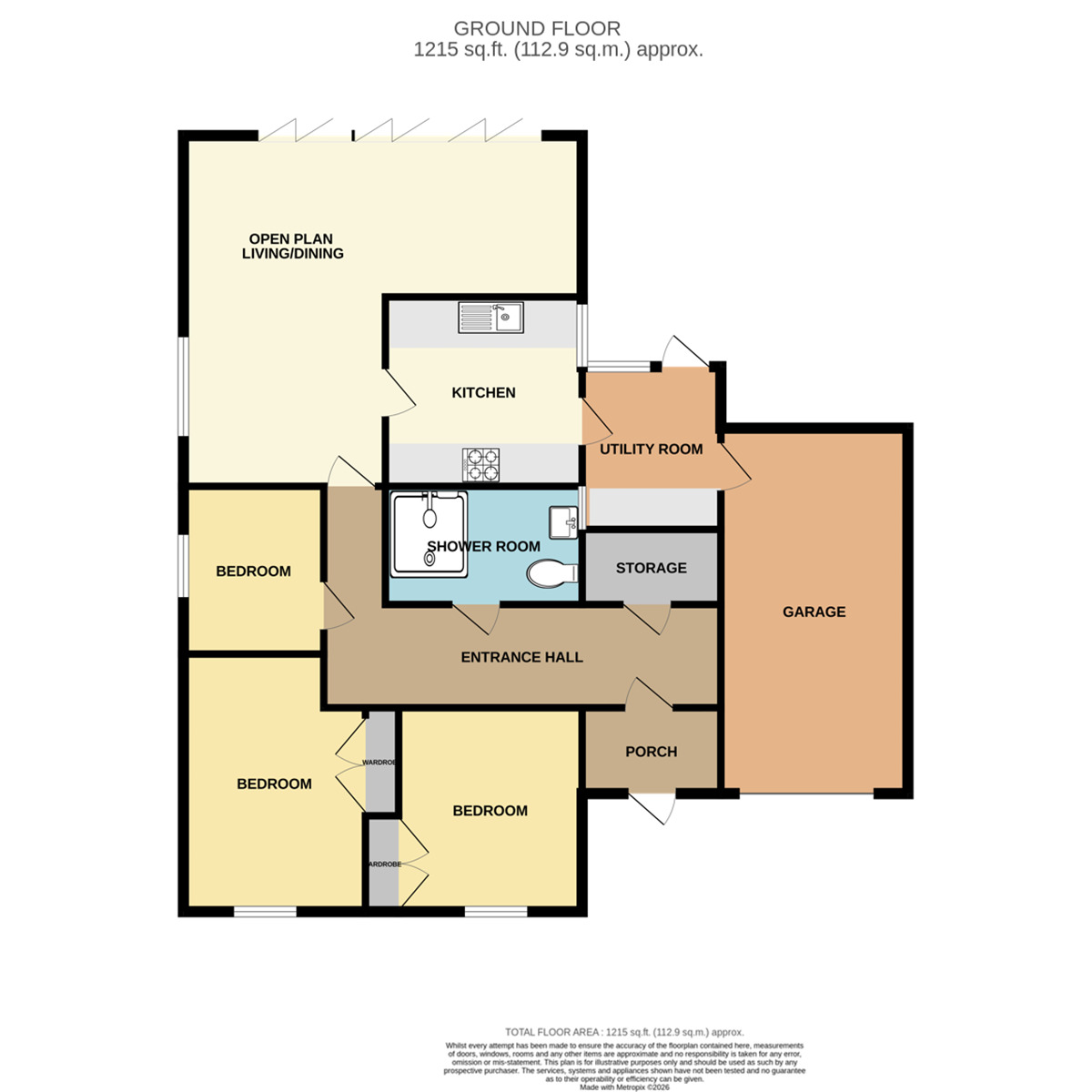 Floorplan of 3 bedroom Detached Bungalow for sale, Spinney Drive, Great Sutton, Cheshire, CH66