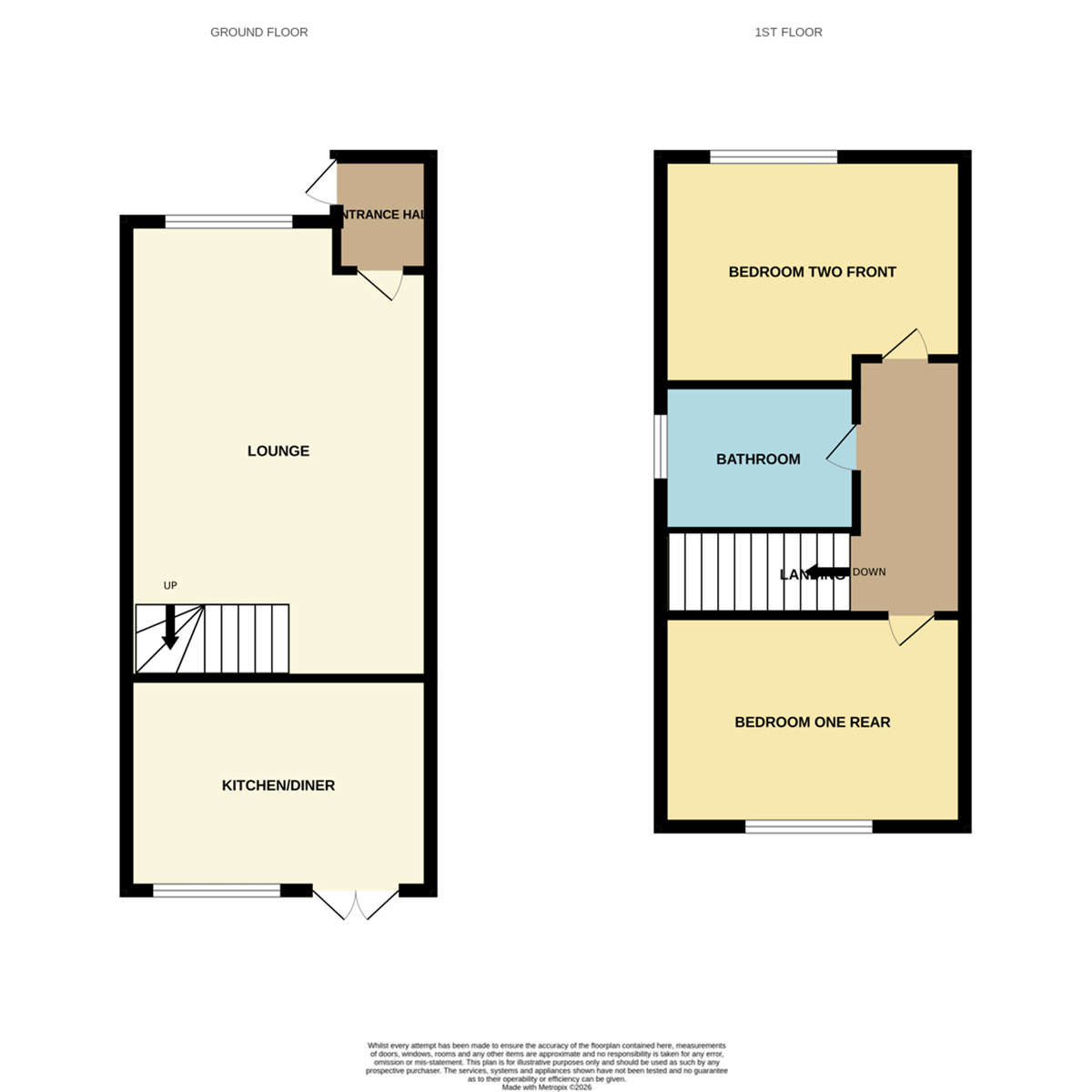 Floorplan of 2 bedroom Semi Detached House for sale, Ashbourne Close, Great Sutton, Cheshire, CH66