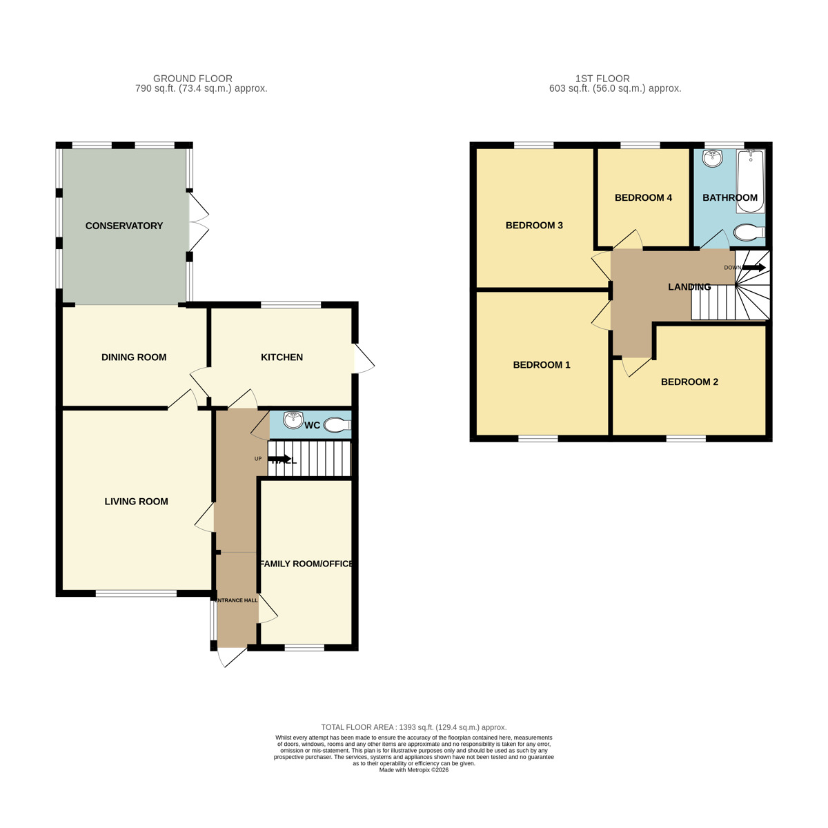 Floorplan of 4 bedroom Detached House for sale, Horbury Gardens, Little Sutton, Cheshire, CH66