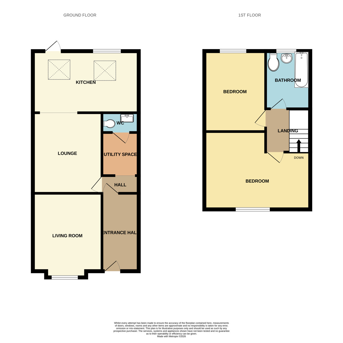 Floorplan of 2 bedroom Mid Terrace House for sale, Stephens Terrace, Little Sutton, Cheshire, CH66
