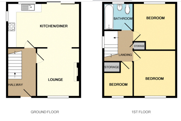 Floorplan of 3 bedroom Semi Detached House for sale, Hope Farm Road, Great Sutton, Cheshire, CH66