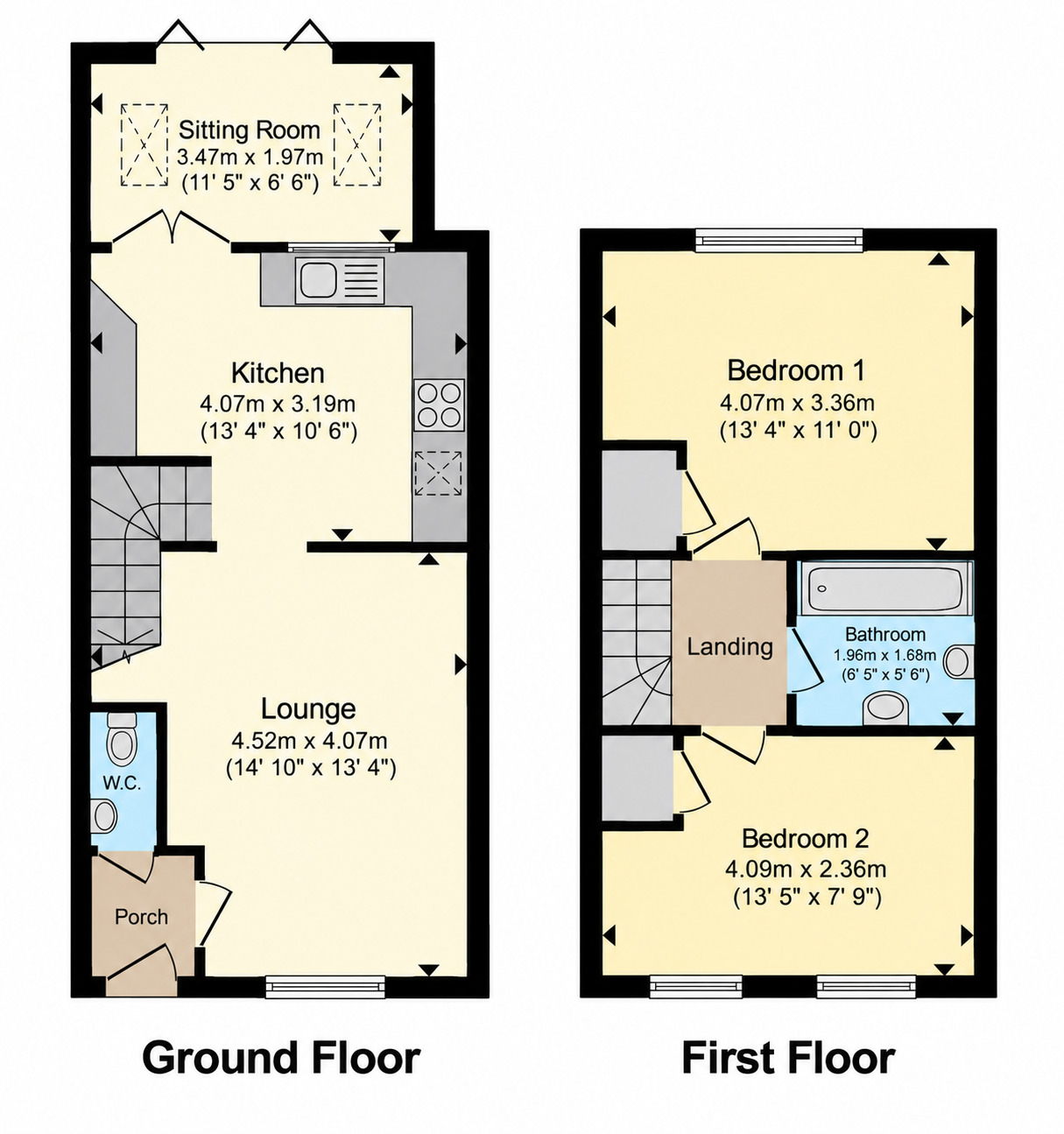 Floorplan of 2 bedroom Mid Terrace House for sale, Churchill Lane, Ellesmere Port, Cheshire, CH65