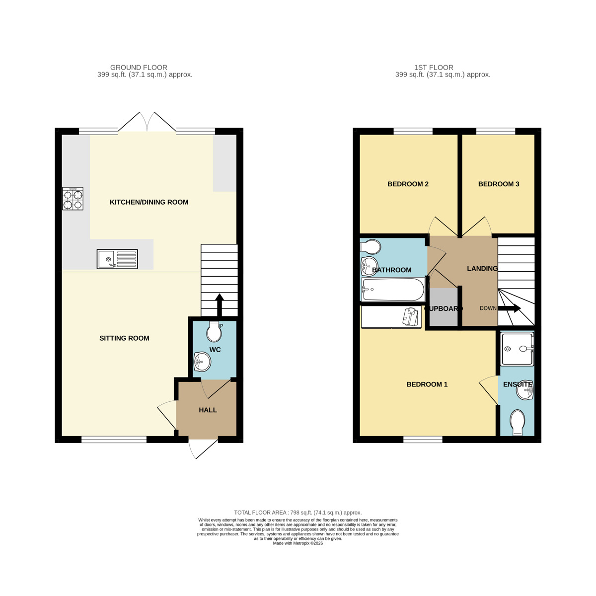 Floorplan of 3 bedroom Semi Detached House for sale, Tiler Close, Little Sutton, Cheshire, CH66