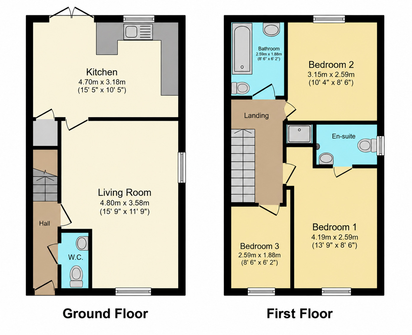 Floorplan of 3 bedroom Semi Detached House for sale, Princeton Way, Ellesmere Port, Cheshire, CH65