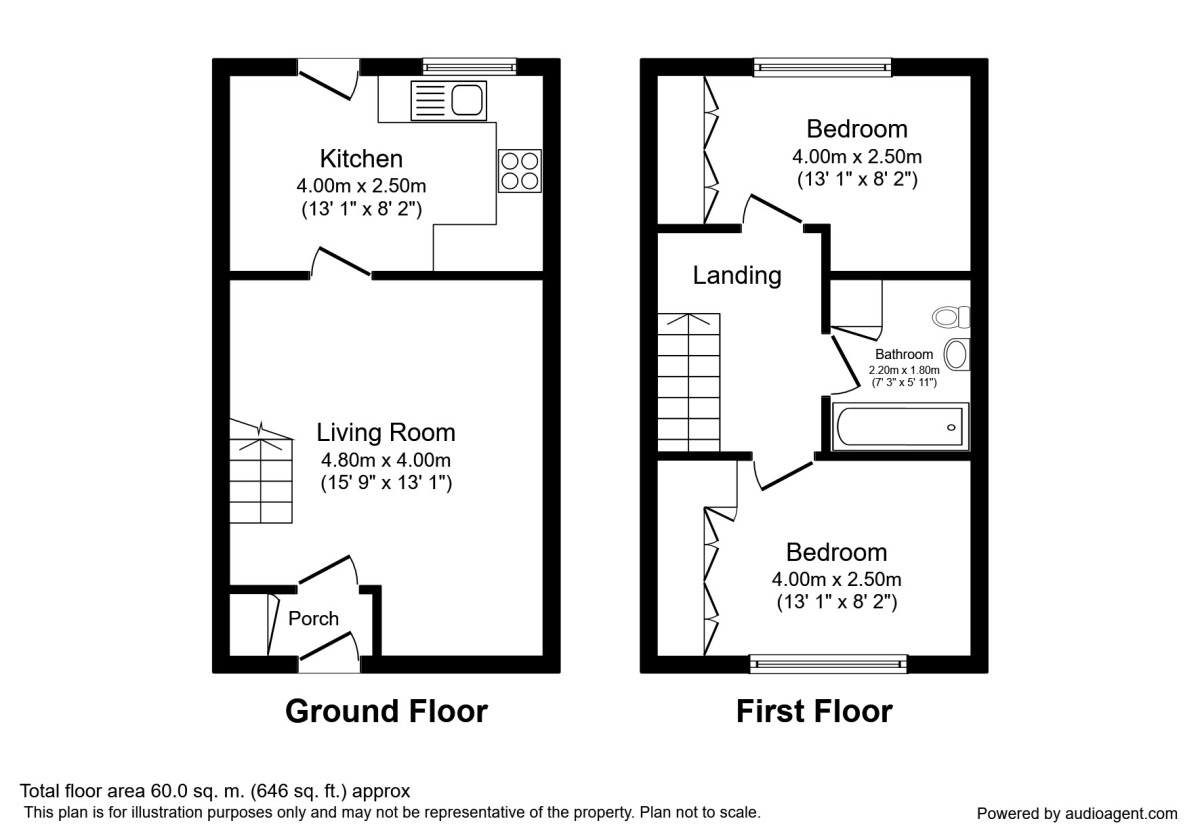 Floorplan of 2 bedroom Mid Terrace House to rent, Hathaway Drive, Macclesfield, Cheshire, SK11