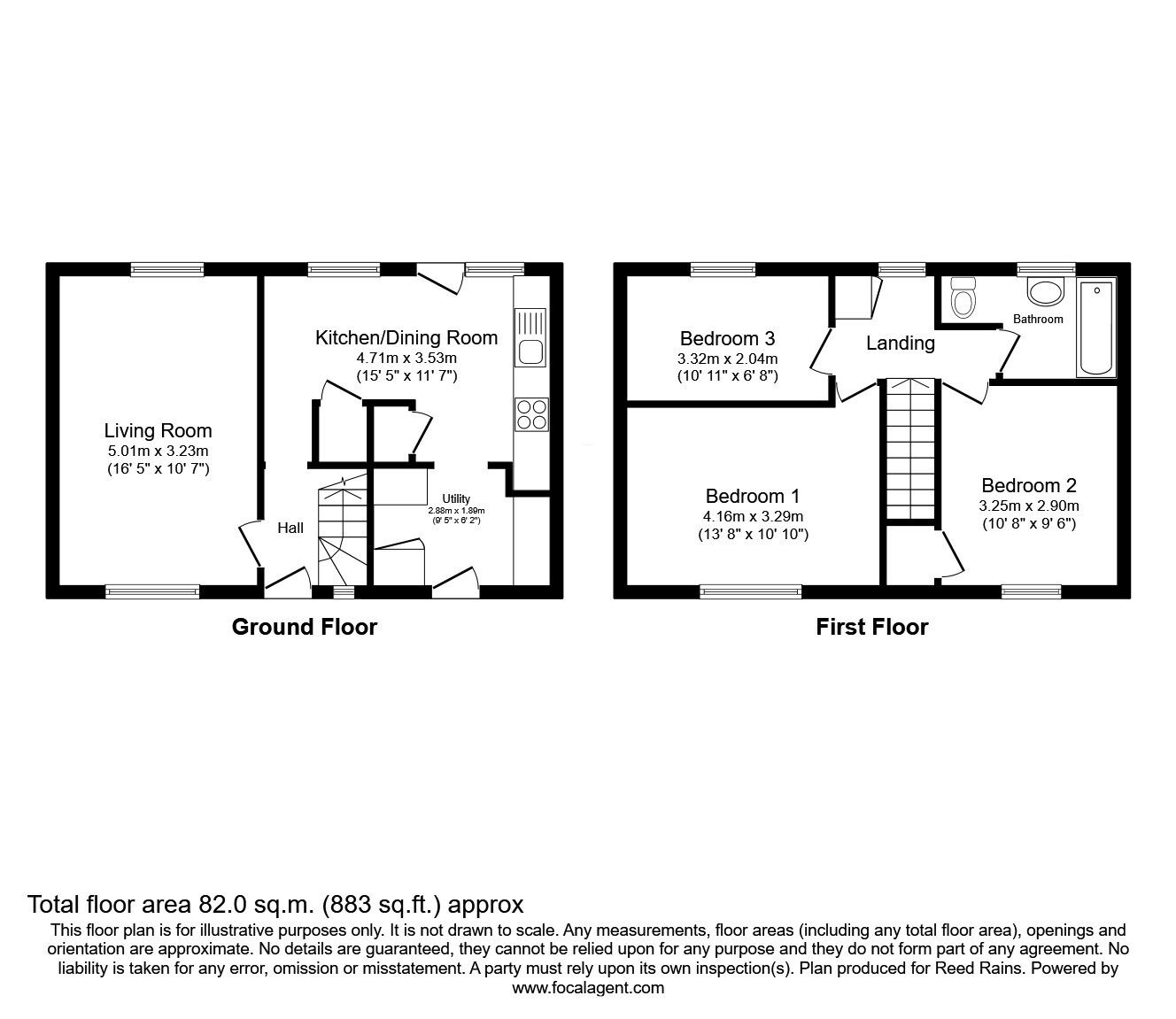 Floorplan of 3 bedroom Mid Terrace House for sale, Hulley Road, Macclesfield, Cheshire, SK10