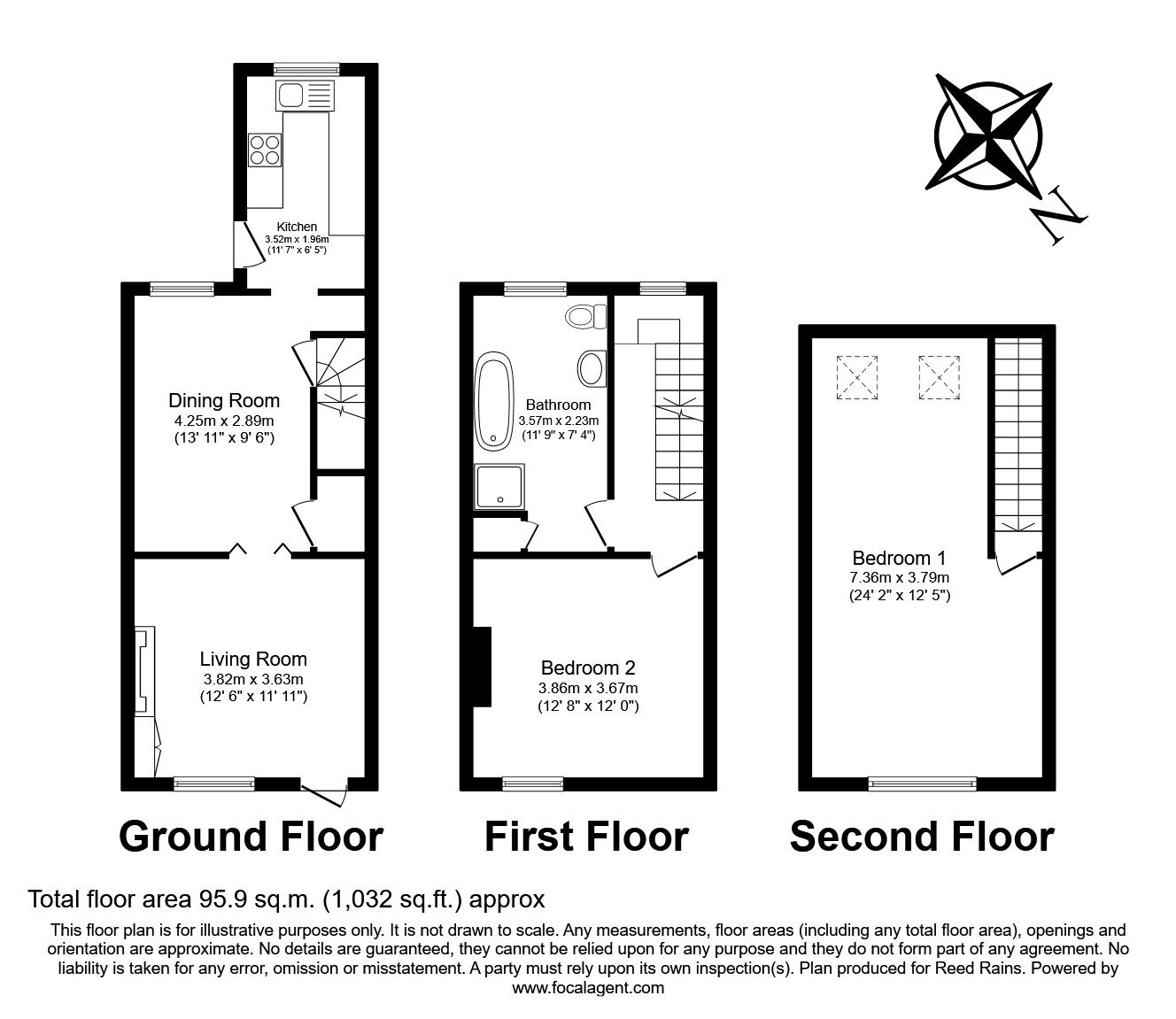 Floorplan of 2 bedroom End Terrace House for sale, Hurdsfield Road, Macclesfield, Cheshire, SK10
