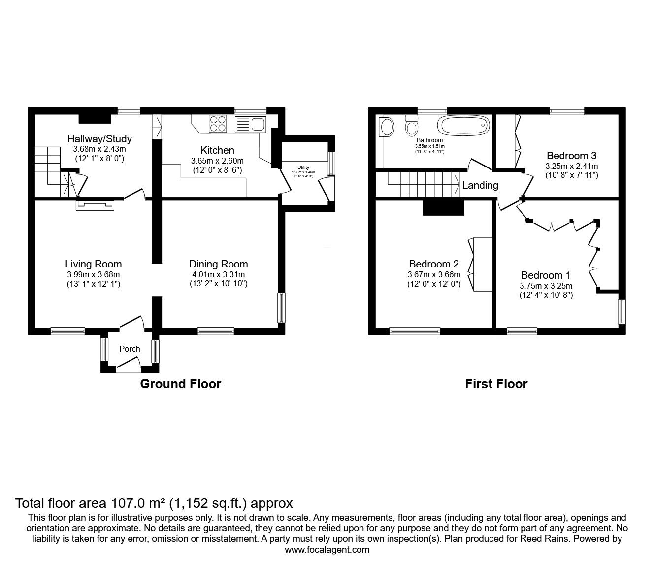 Floorplan of 3 bedroom End Terrace House for sale, Lidgetts Lane, Rainow, Cheshire, SK10