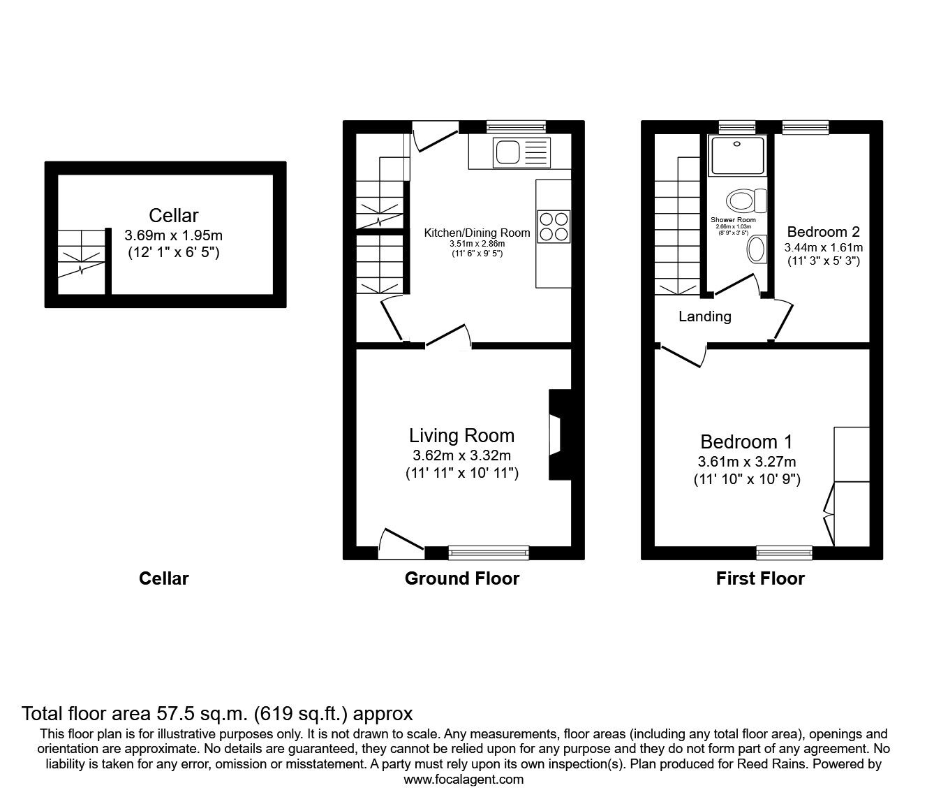 Floorplan of 2 bedroom Mid Terrace House for sale, Barton Street, Macclesfield, Cheshire, SK11