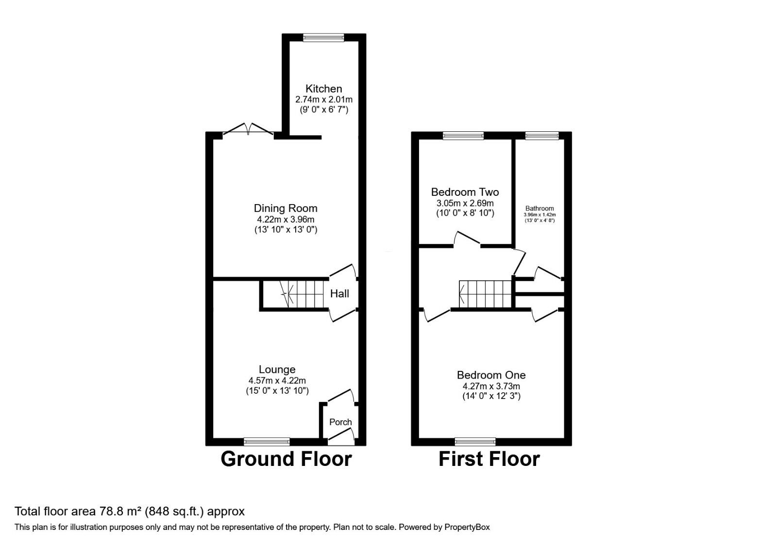 Floorplan of 2 bedroom Semi Detached House to rent, Westwood Road, Woodsmoor, Greater Manchester, SK2