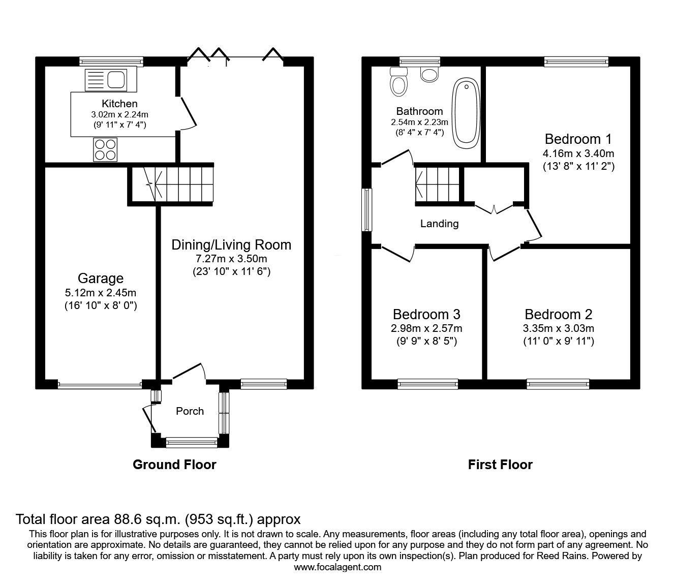 Floorplan of 3 bedroom Semi Detached House for sale, Renfrew Close, Macclesfield, Cheshire, SK10