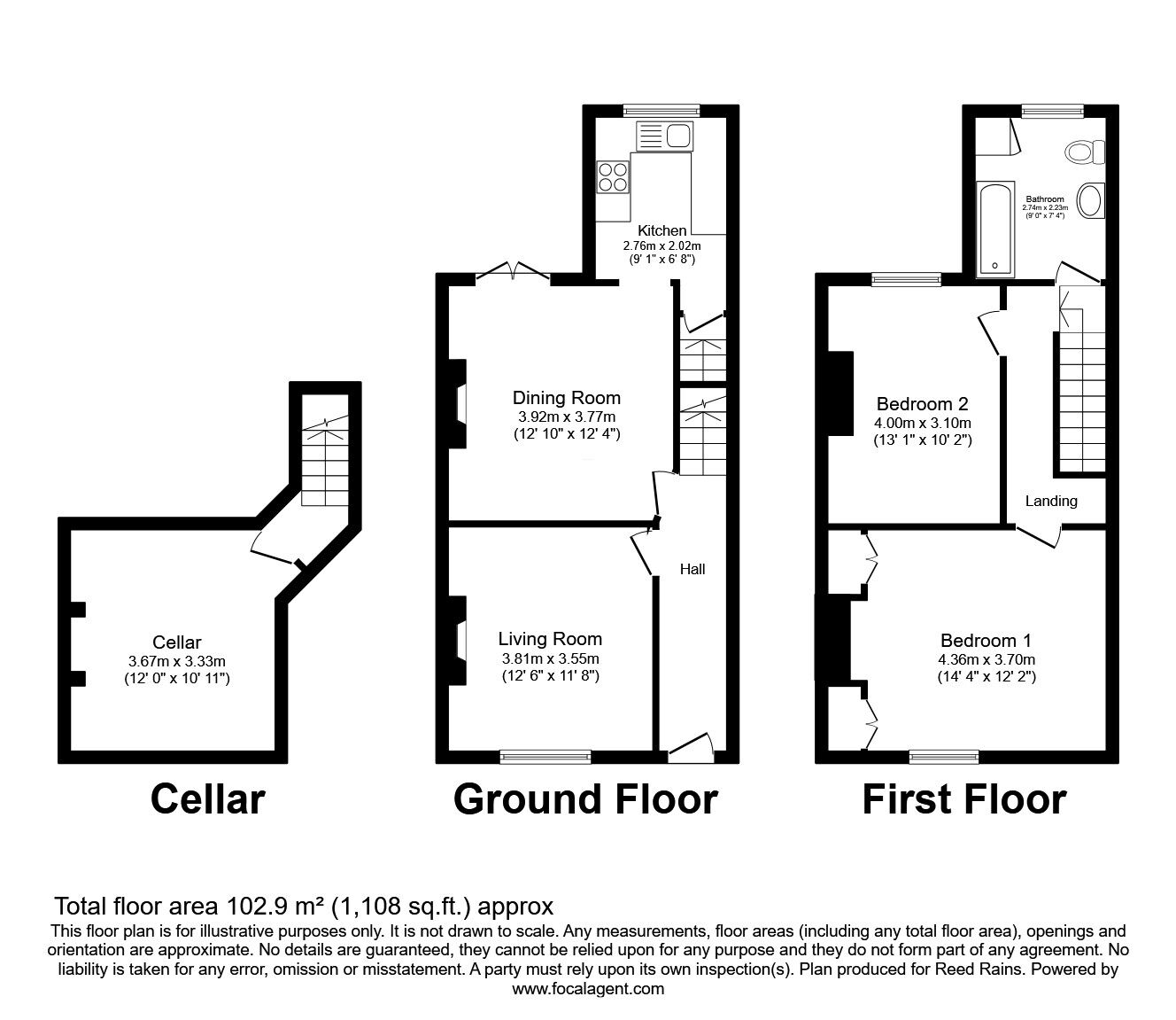 Floorplan of 2 bedroom Mid Terrace House for sale, Crompton Road, Macclesfield, Cheshire, SK11