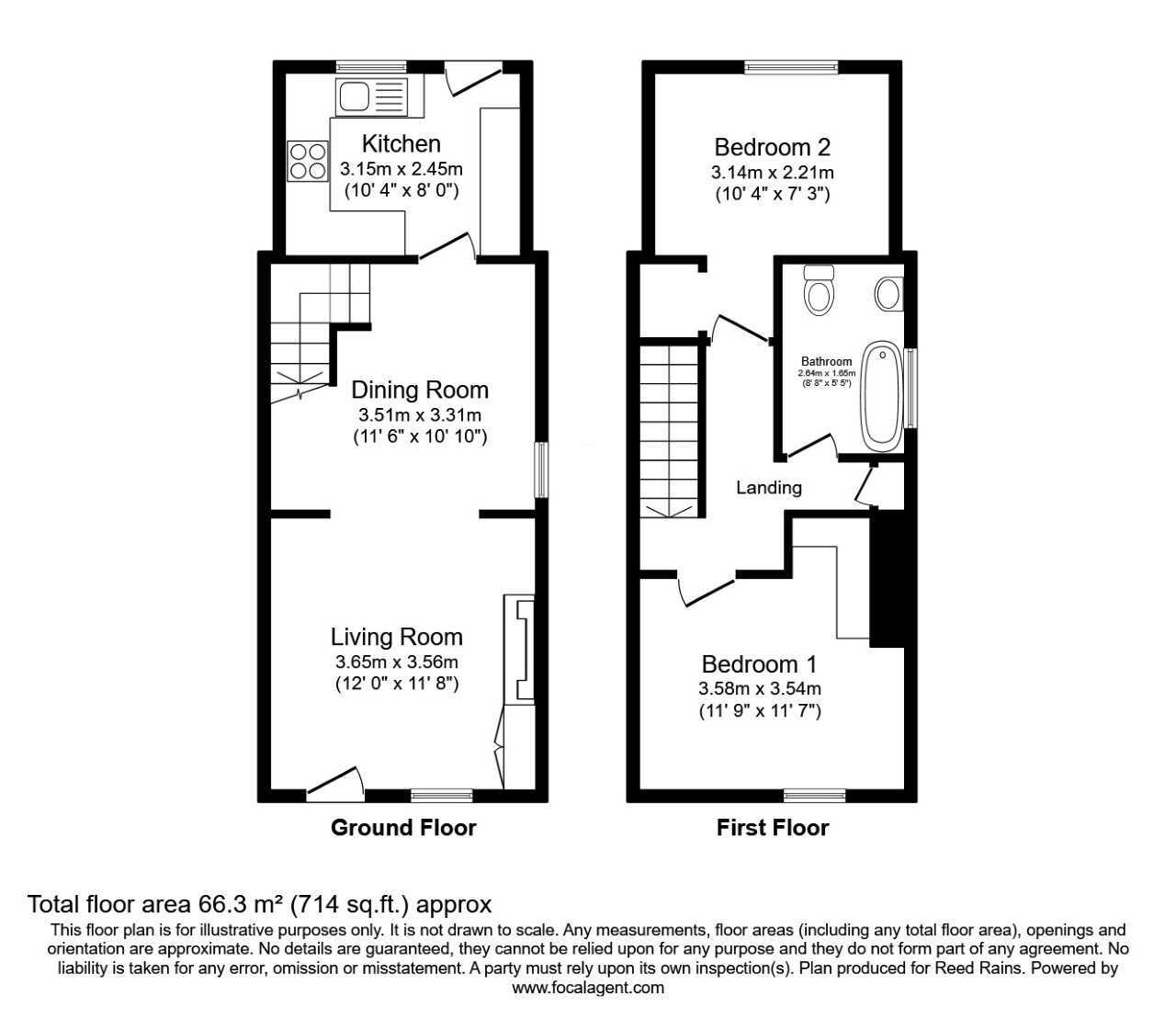 Floorplan of 2 bedroom End Terrace House for sale, Park Lane, Macclesfield, Cheshire, SK11