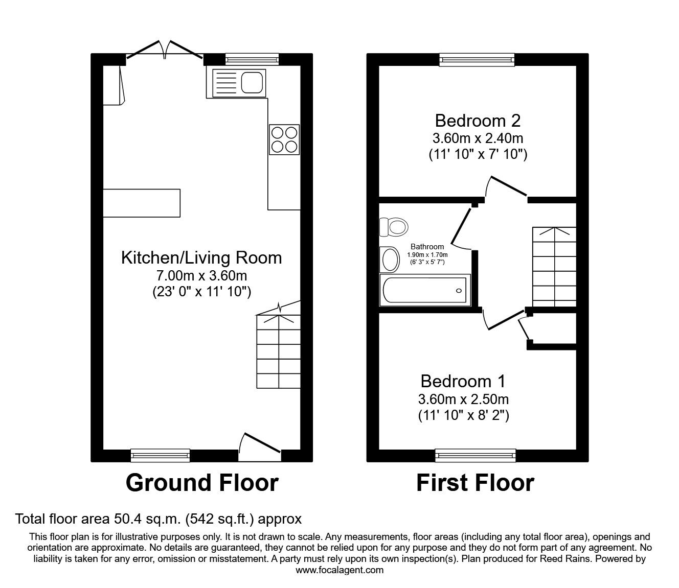 Floorplan of 2 bedroom Mid Terrace House for sale, Hurdsfield Road, Macclesfield, Cheshire, SK10