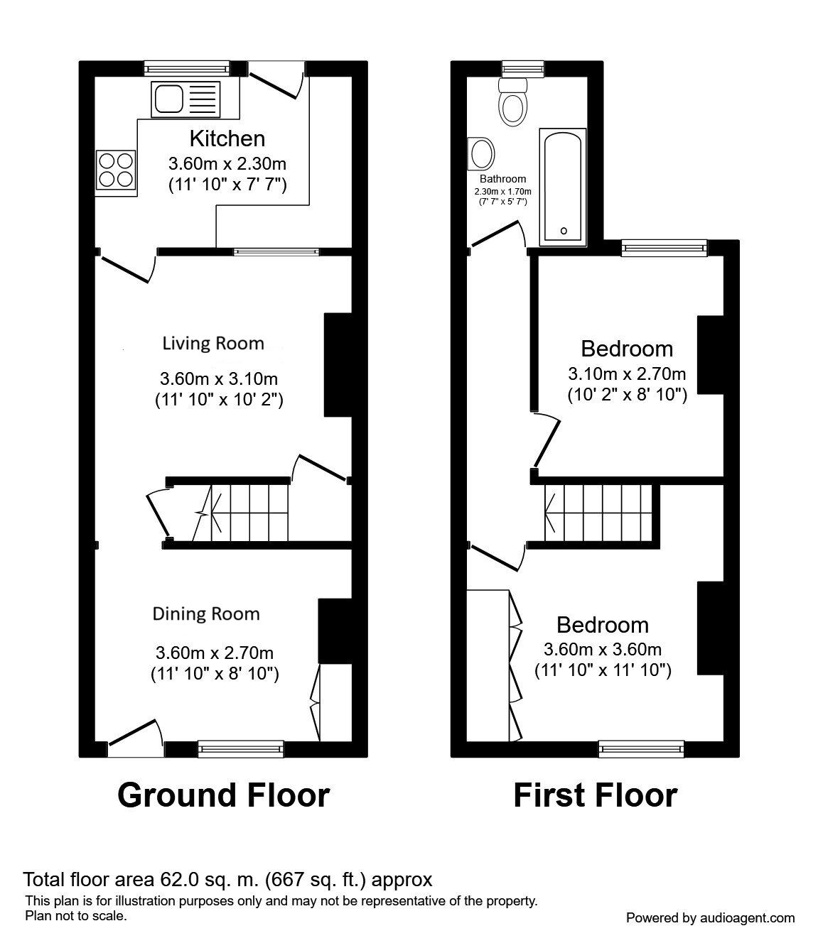 Floorplan of 2 bedroom Mid Terrace House for sale, Newton Street, Macclesfield, Cheshire, SK11
