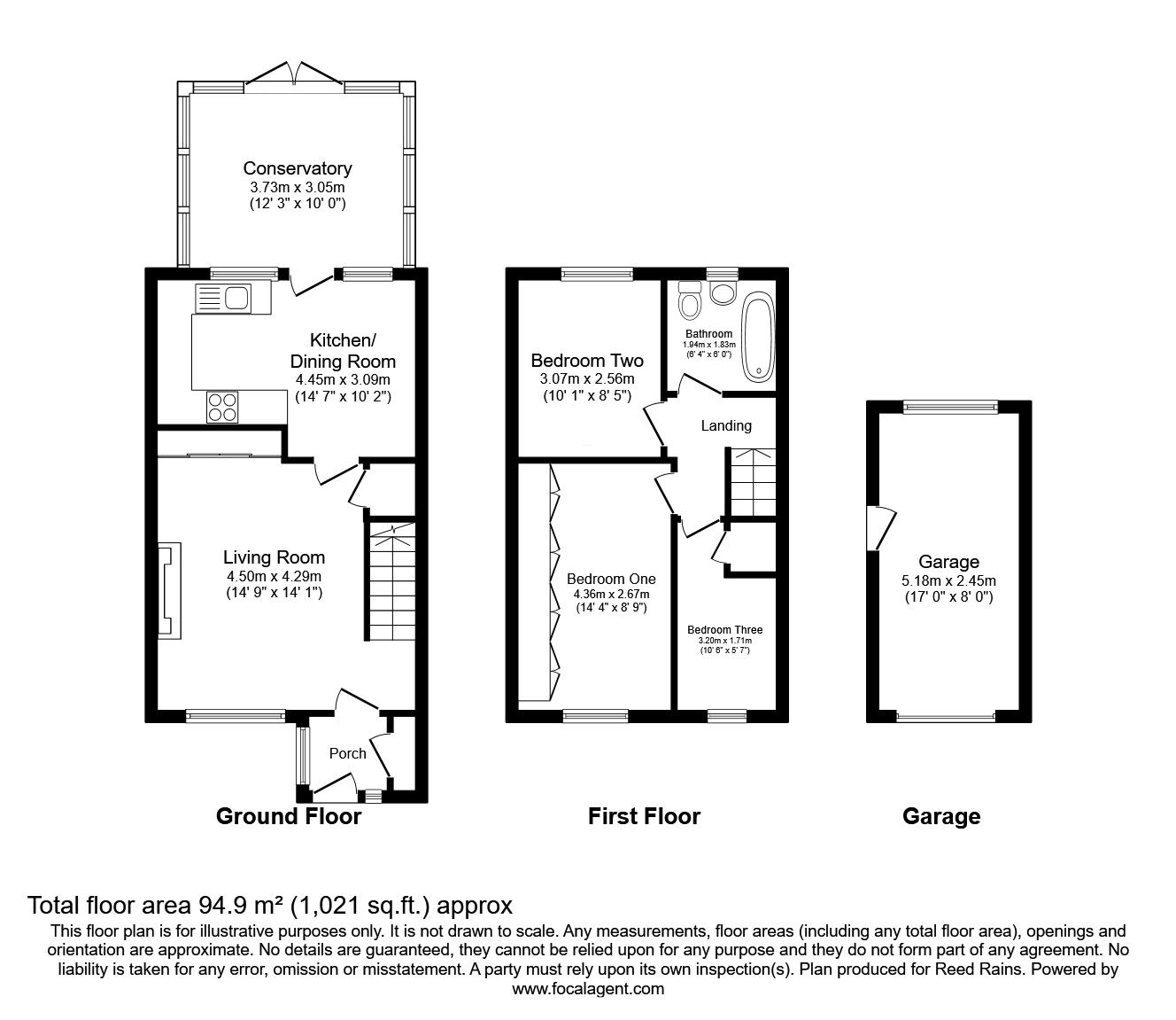 Floorplan of 3 bedroom Mid Terrace House for sale, Hardwick Drive, Macclesfield, Cheshire, SK11