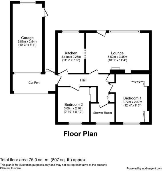 Floorplan of 2 bedroom Detached Bungalow for sale, Kenilworth Road, Macclesfield, Cheshire, SK11
