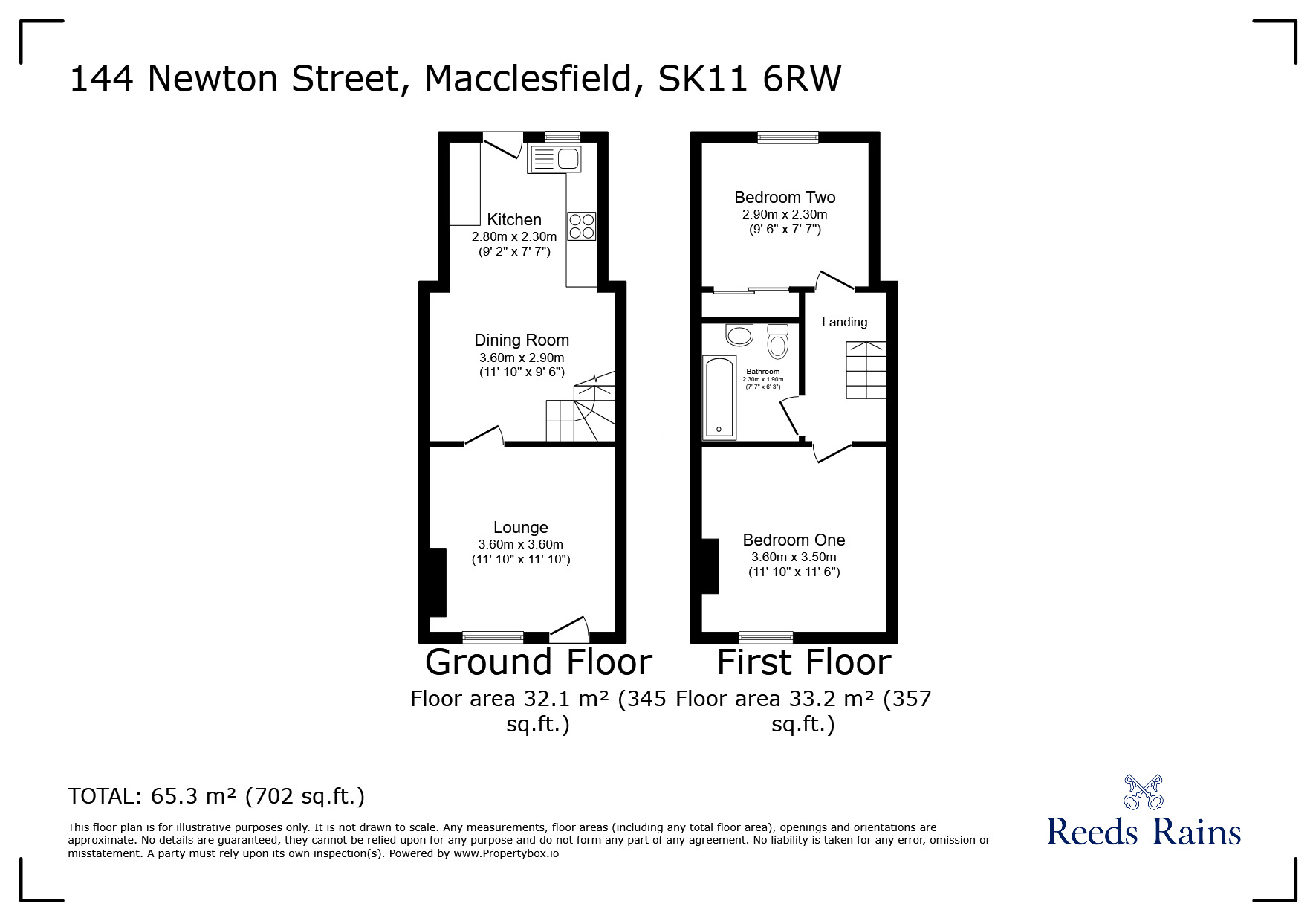 Floorplan of 2 bedroom Mid Terrace House to rent, Newton Street, Macclesfield, Cheshire, SK11